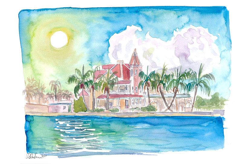 Southernmost Key West Florida water reflections and house by Markus Bleichner