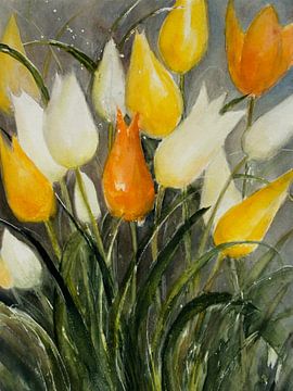 Gele en witte tulpen van Christine Nöhmeier