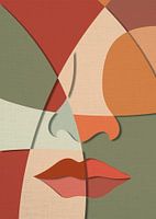 Visage abstrait (plans, brun-vert)