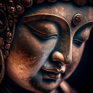 Buddha statue bronze/gold (close up - portrait) by Color Square