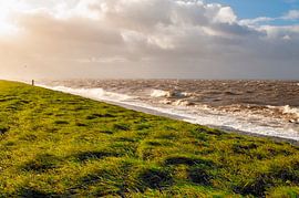 Tempête sur la digue sur Sjoerd van der Wal Photographie