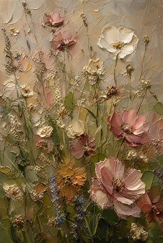 Textured Vintage Floral Impasto