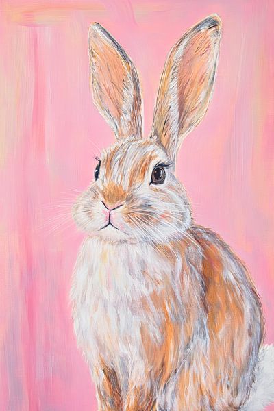 Flauschige Träume – Hase in Rosa von Poster Art Shop