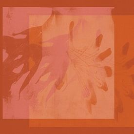 Moderne abstrakte minimalistische Malerei in Orange und Rosa von Abstrakte minimalistische Kunst