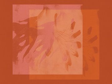 Modern abstract minimalistisch schilderij in oranje en roze