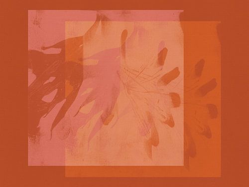 Modern abstract minimalistisch schilderij in oranje en roze