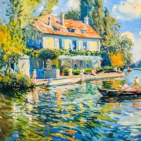 House by the lake with boat by ArtMomente