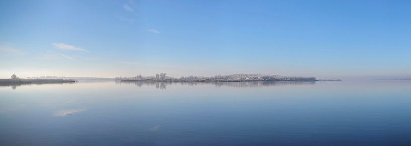 Île figée dans un horizontal calme de lac d'hiver par Sjoerd van der Wal Photographie