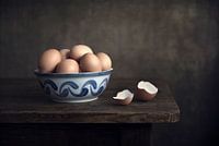 Modern Still Life Eggs in Blue Bowl