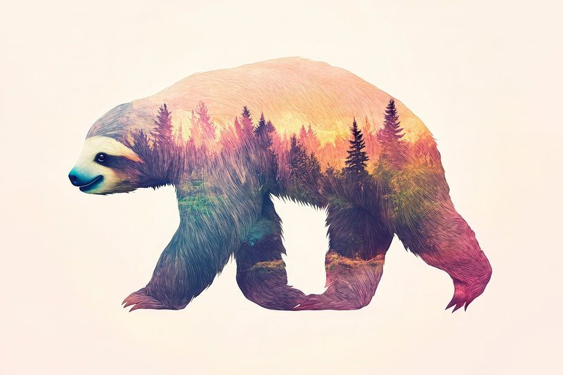 Beer in het bos van Poster Art Shop