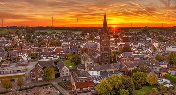 Drone panorama of sunrise near Bocholtz