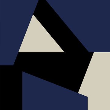 Blauw Zwart Wit Abstracte Vormen nr. 9 van Dina Dankers