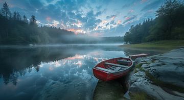 Boat on peaceful water by fernlichtsicht