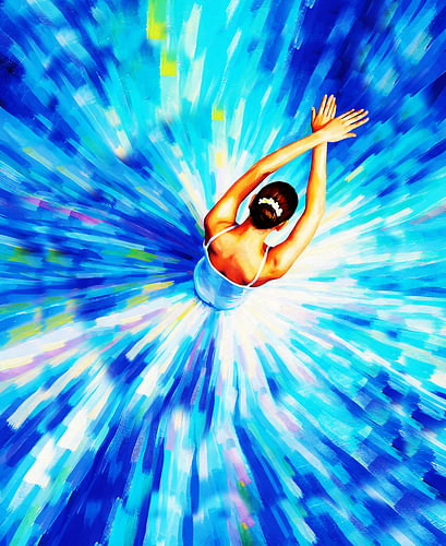 Ballerina von oben – Gemälde „Strahlender Tutu-Ausbruch“