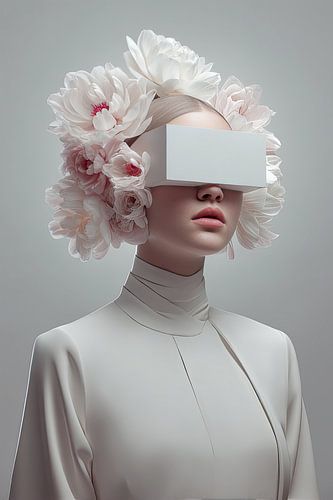 surrealistisch portret vrouw met bloemen