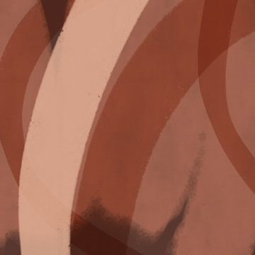 Abstracte lijnen en vormen in bruin en roze van Dina Dankers