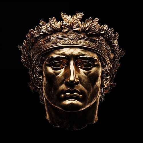 Gouden kroon en hoofd standbeeld portret