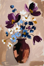 Wild flowers in aubergine and cobalt blue by Art & Soul Creations