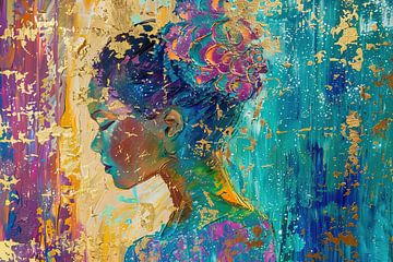 Vrouw | Vrouw Met Gouden Achtergrond van Kunst Kriebels