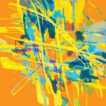 Orange Joy, abstract painting van Wilfried van Dokkumburg