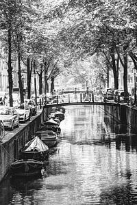 Innere Stadt von Amsterdam Niederlande Schwarz und Weiß