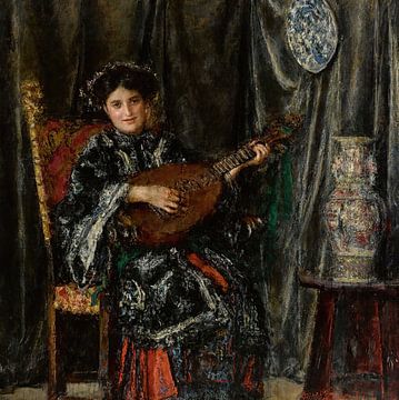 Antonio Mancini - Mandola-speler, luitspeler (1910) van Peter Balan