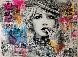 Femme avec couronne - Portrait graffiti urbain stylé