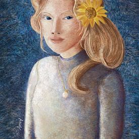 The sunflower pearl girl by Anna van Balen