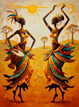 Dansende Afrikaanse vrouwen met djembé