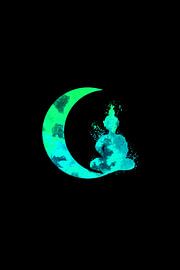 Croissant de lune et Bouddha en turquoise sur Sebastian Grafmann