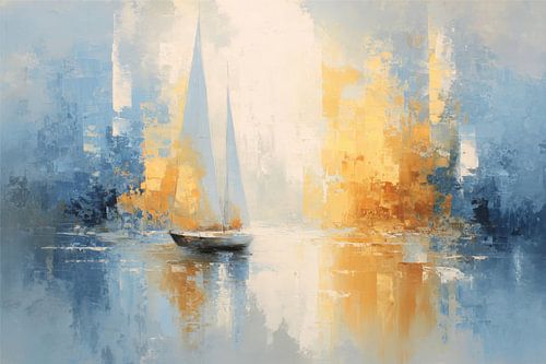 Zeilboot in het gouden ochtendlicht