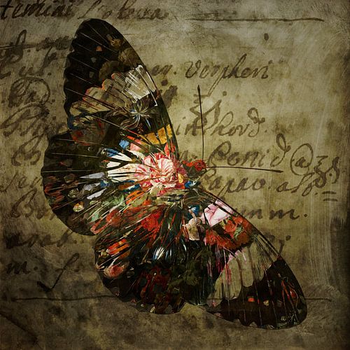 Vintage bloemen vlinder