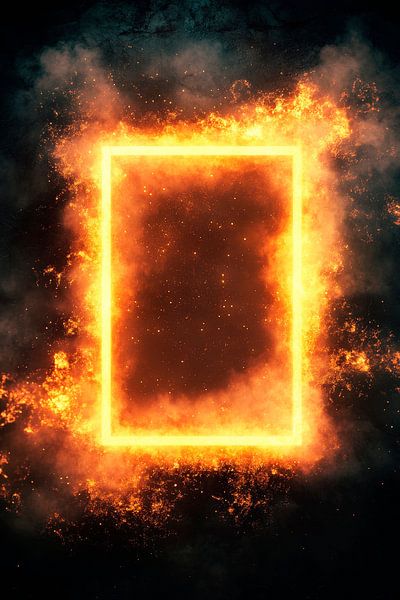 Glowing frame of fire and smoke by Poster Art Shop