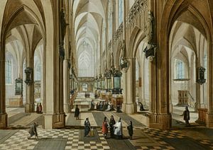 Interieur van de Onze Lieve Vrouwekerk in Antwerpen, na 1654 van Atelier Liesjes