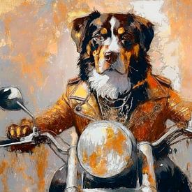 Appenzeller Sennenhond op de motor 2 van Marjolein Deelen
