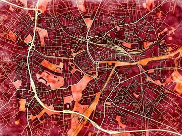 Kaart van Oldenburg centrum in de stijl 'Amber Autumn' van Maporia