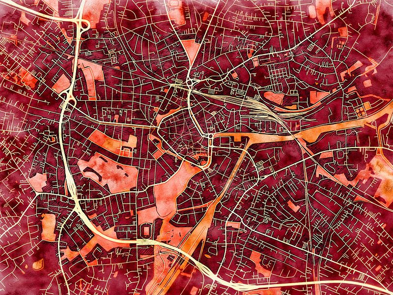 Map of Oldenburg centrum with the style 'Amber Autumn' by Maporia