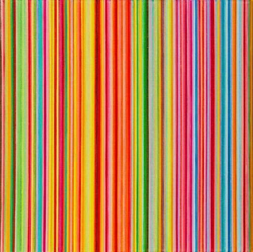 abstract stripes colourful painting 'Orange Princess' by Anja Namink