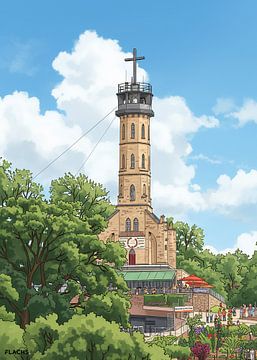 The Wilhelmina Tower in Valkenburg, a striking past in illustration by Flachsfotografie
