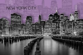 MANHATTAN Skyline | Graphic Art | purple by Melanie Viola