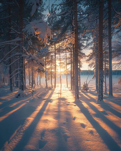 Sonnenaufgang über Schneedecke von fernlichtsicht