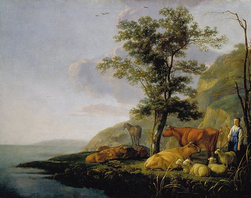 Albert Cuyp. Vee nabij een de rivier