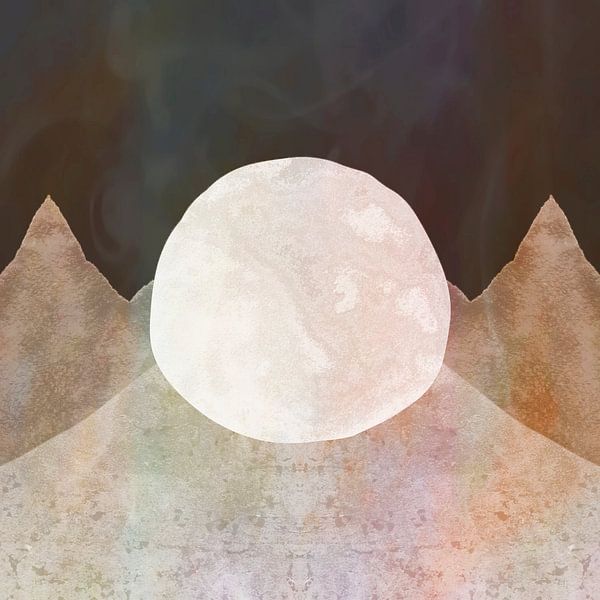 Ivory Moon and Beige Ochre Mountains by Mad Dog Art