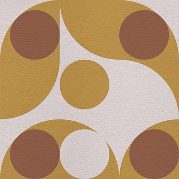 Bauhaus en retro 70s geïnspireerde geometrie in pastels. Bruin, geel, wit van Dina Dankers