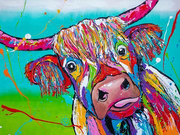 Highlander koe van Happy Paintings