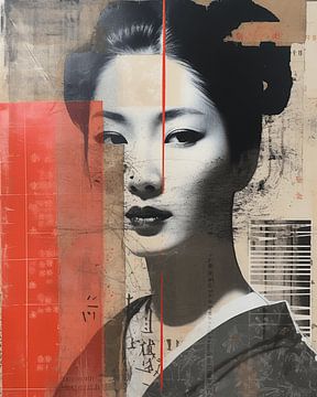 Japanse Geisha authentiek kunst van Dream Designs art work