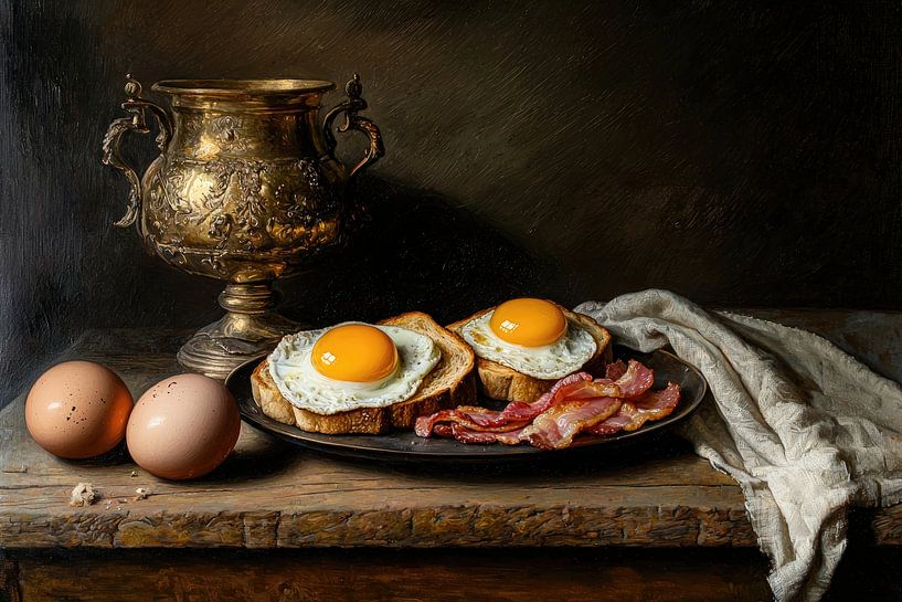 Frühstücksgenuss mit goldenem Glanz von Klaus Tesching - Art-AI