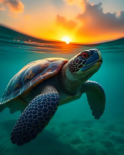Calm swimmer in the evening light by Jean Pierre