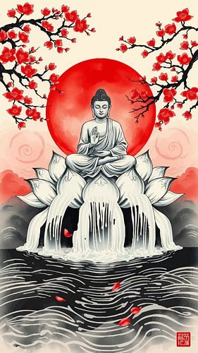 Boeddha / Boeddha Sumi-e Japanse schilderkunst