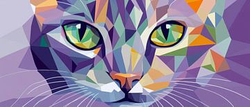 Geometrische elegantie - kattenoog Kleurrijke dromen - kat van Poster Art Shop